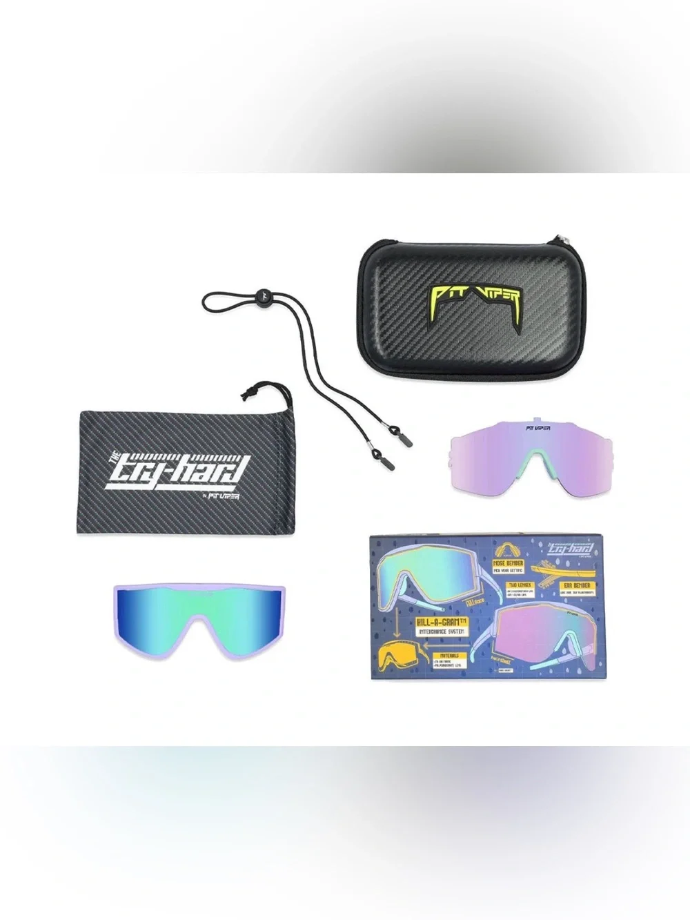 Pit Viper Black Shield Sunglasses with Peach Nose Pad and Purple Accents